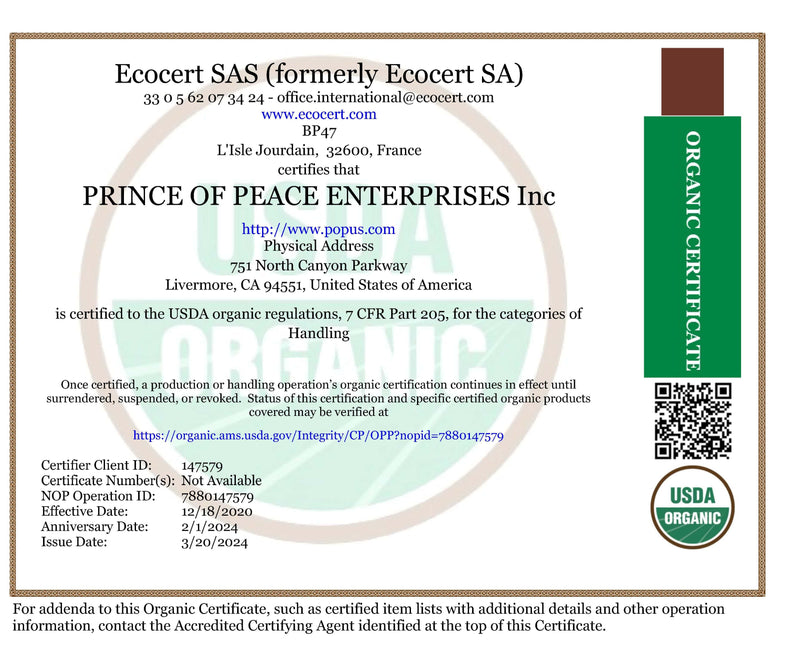 2024 ECOCERT SAC Organic Certificate