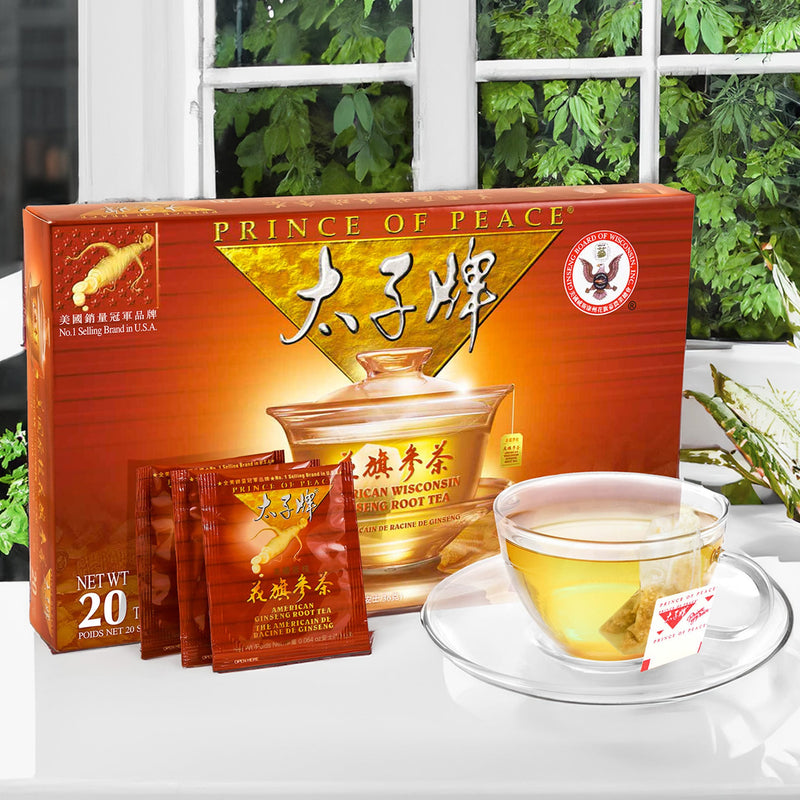 Prince of Peace American Ginseng Root Tea in a tea cup.