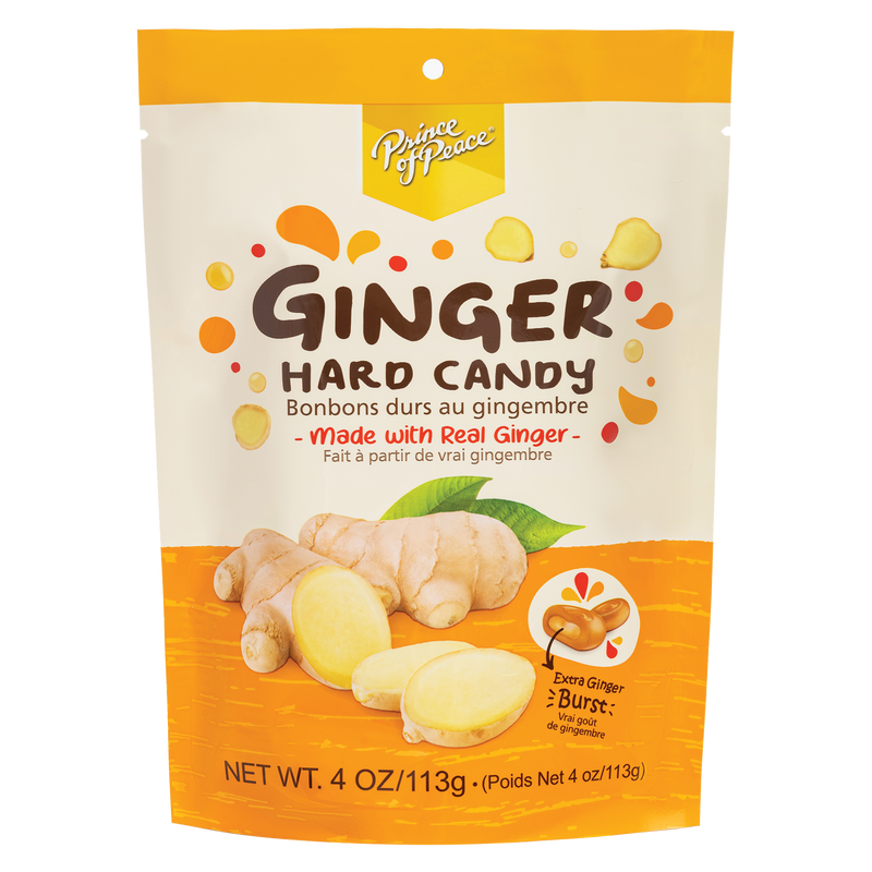 Prince of Peace Ginger Hard Candy, 4oz-front panel.