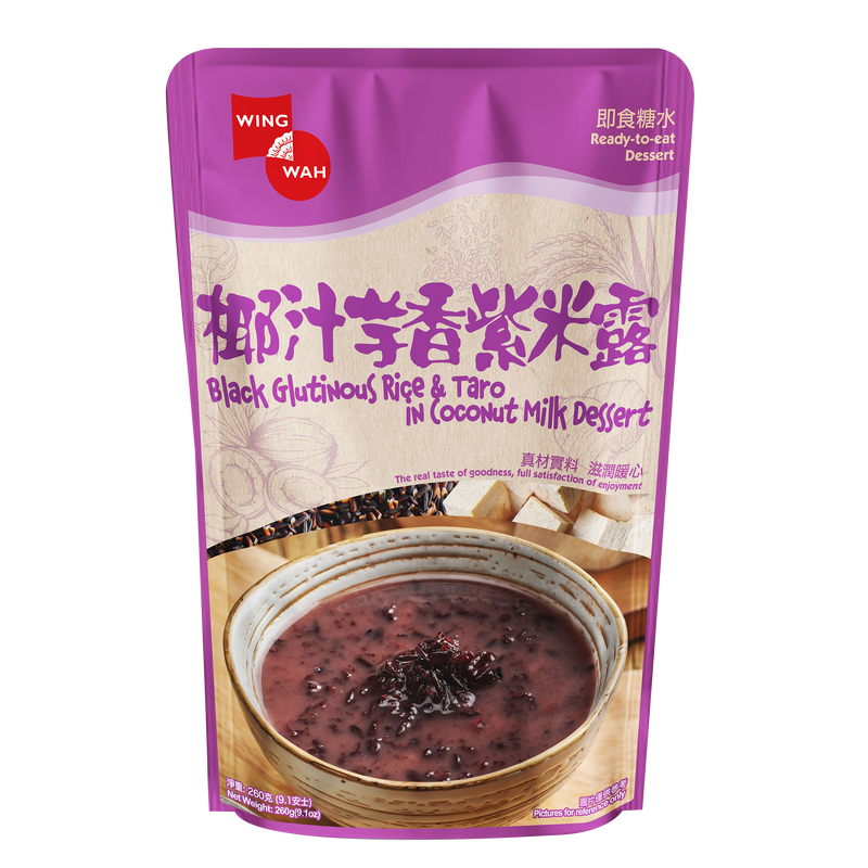 A package of Wing Wah Purple Rice Taro with Coconut Dessert, 260g